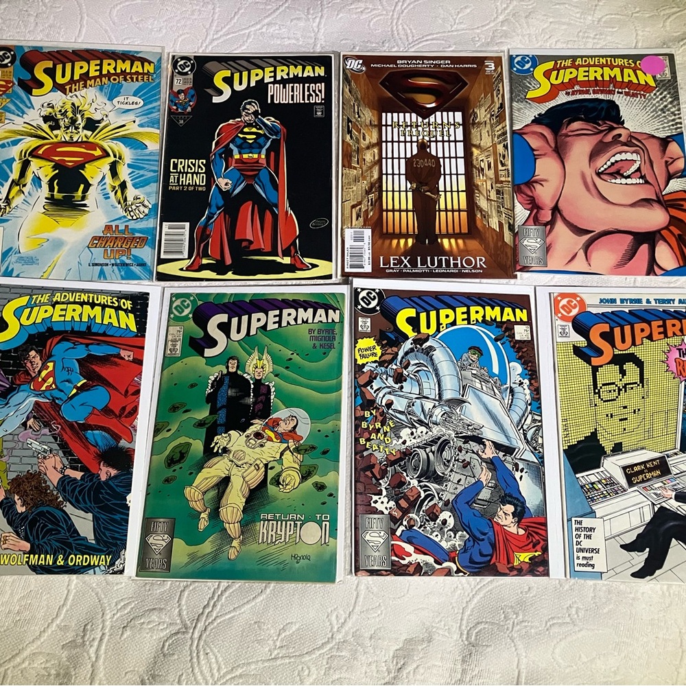 Lot of 8 Vintage DC Comics Superman Comic Books